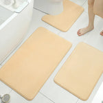 tapis bain ensemble trois pièces moderne duveteux antidérapant bleu gris beige