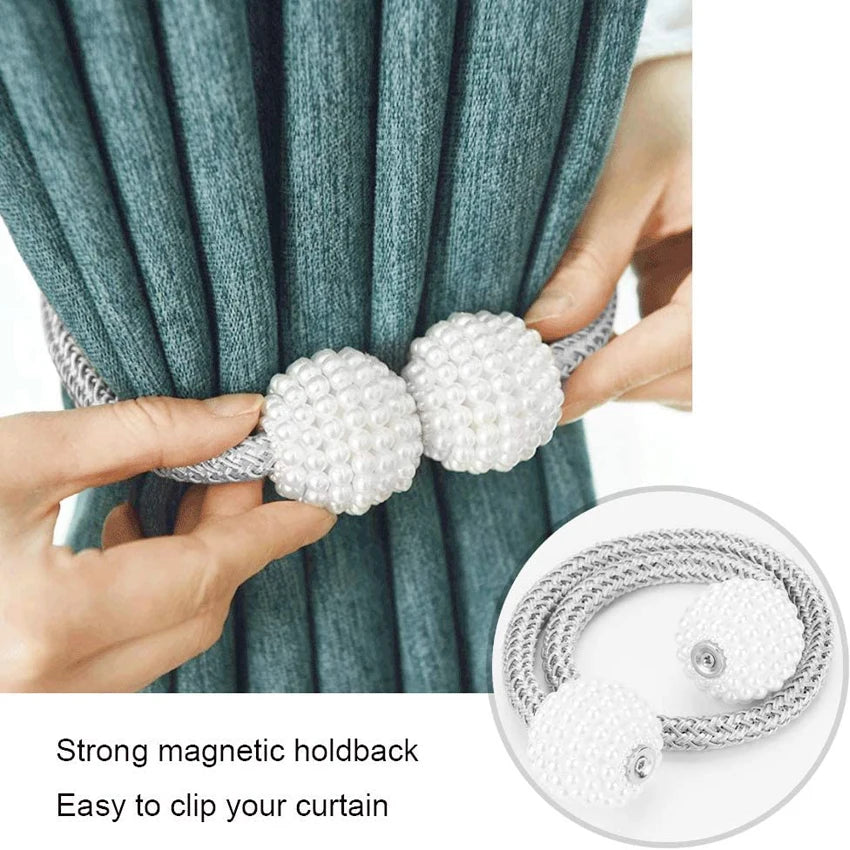 boucle rideau magnétique blanches tissu coton moderne élégant clips magnétiques gris blanc