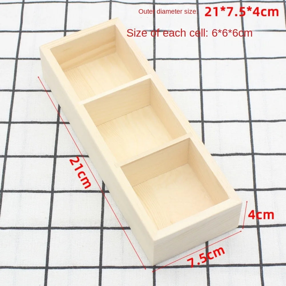 boîtes compartiments bois naturel minimaliste compartiments divisés grain bois rangement rustique tri articles divers