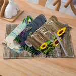 tapis table lin fleurs motifs géométriques rustique naturel 45x30cmversible écologique