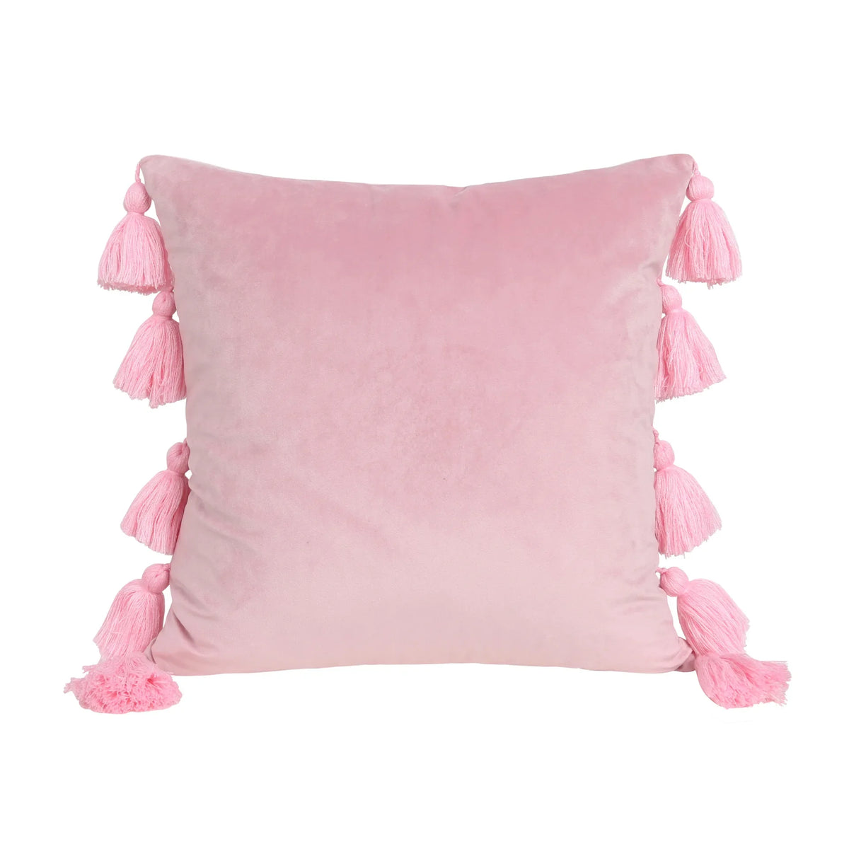 housse coussin velours moderne bohème couleur unie pompon décoratif 45x45cm