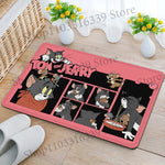 tapis sol jaune rose bleu vert turquoise dessins animés tom jerry antidérapant absorbant eau