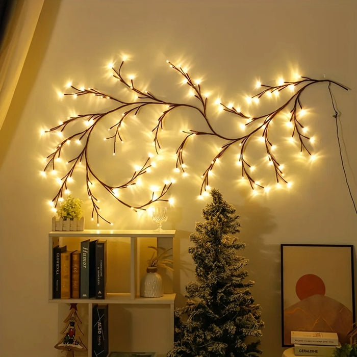 guirlande lumineuse branche naturelle 96 led noir blanc decoration moderne modes usb