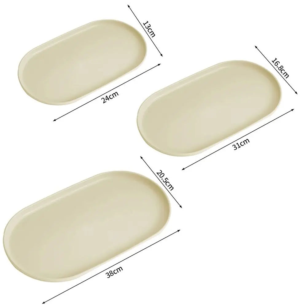 assiettes ovales modernes plastique beige marron clair plateaux service alimentaire réutiliables minimalistes