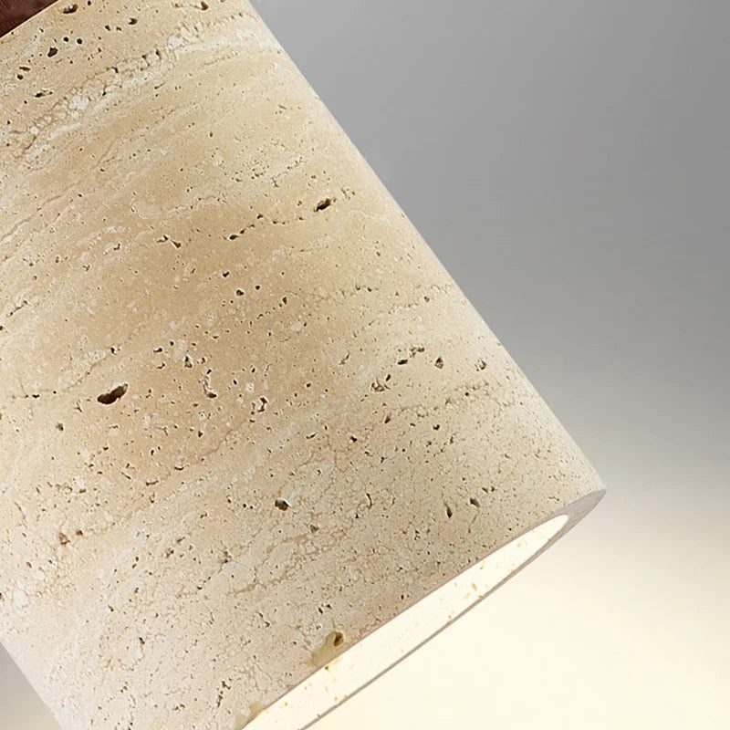 lampe suspendue pierre beige brun texture marbrée moderne minimaliste câble cuir marron ampoule E27