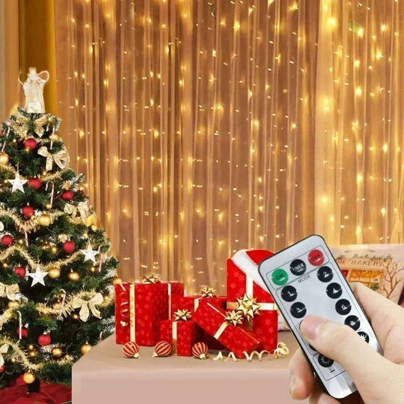 guirlande lumineuse led rideau décoration intérieur blanc chaud télécommande usb fête mariage noël