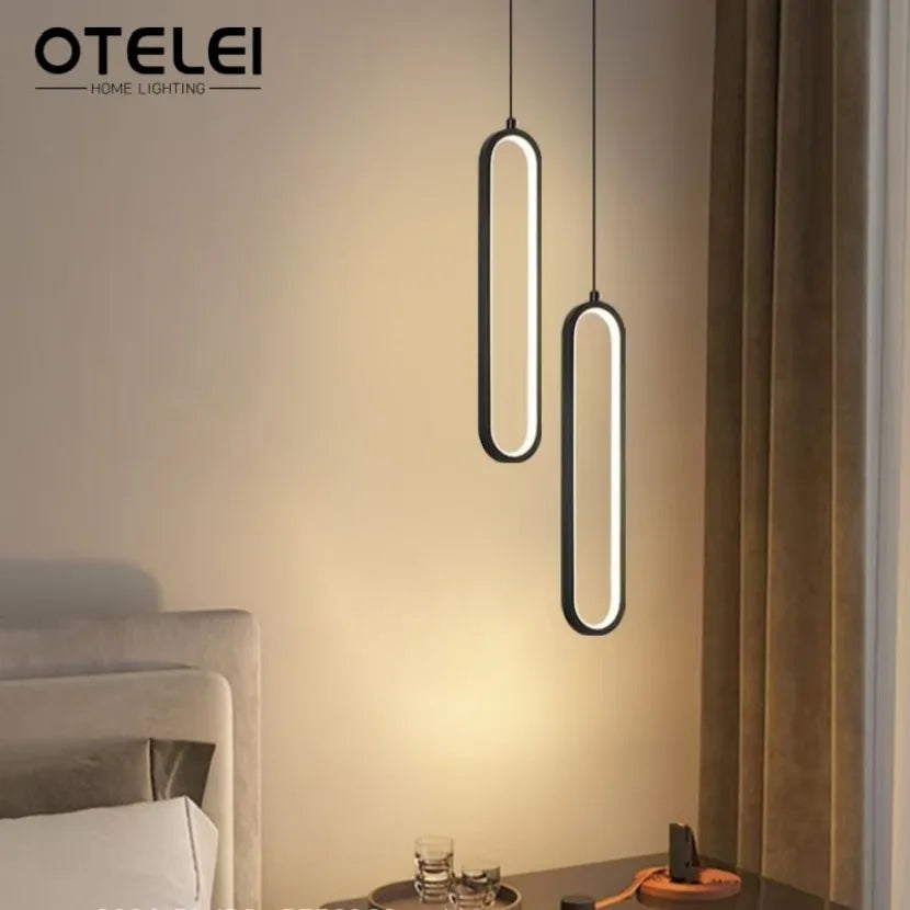 Suspension lumineuse moderne forme pince papier noir or câble suspendu interrupteur tactile