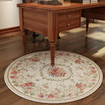 tapis rond décoratif classique motif floral broderie intérieur salon maison doux antidérapant