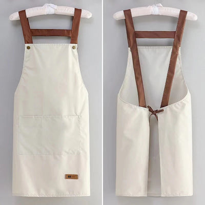 Tablier de cuisine professionnel imperméable pour femme en couleur noire avec poches