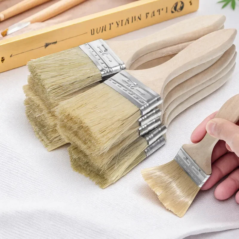 pinceaux peinture poils naturels manche bois classique décoration art peinture meubles pâtisserie huile blanc