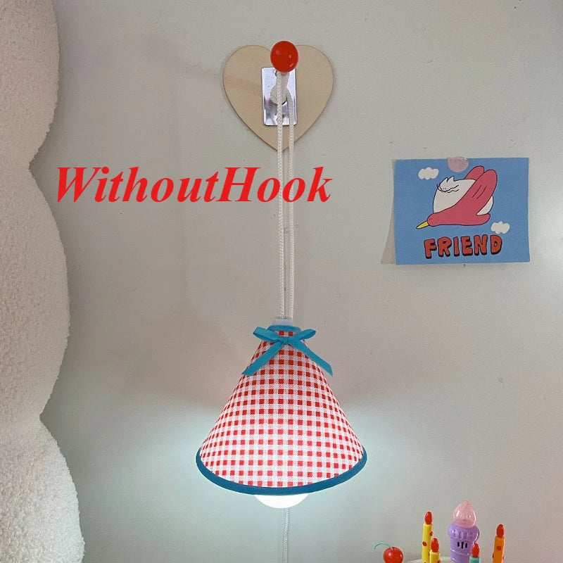 lampe pendante rouge blanche bleue carreaux pinocchio ours kirby chambre étudiant