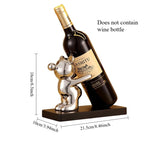 présentoir bouteille ours argenté doré moderne décoration noël vin champagne étiquette florale