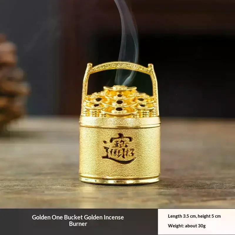 brûleur d'encens doré gravé bois élégant traditionnel méditation yoga décoration maison