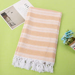 serviette plage rayée rose clair coton absorbant rapide sèche moderne minimaliste tassel