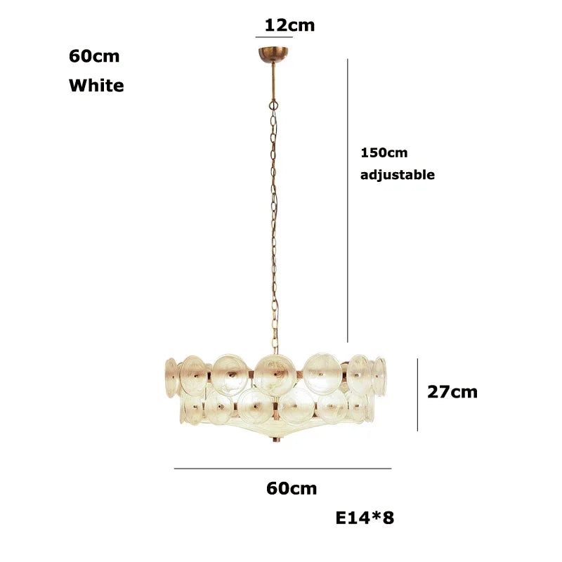 lustre moderne orange jaune blanc circulaire translucide chaîne suspension élégante 60cm 80cm