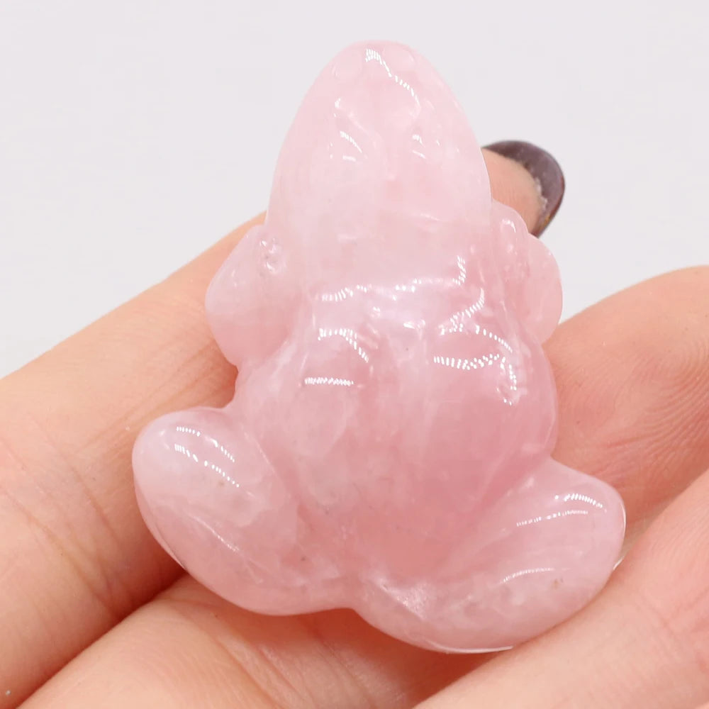 statuette grenouille pierre naturelle jaune rouge rose verte noire aventurine quartz rose ornement maison