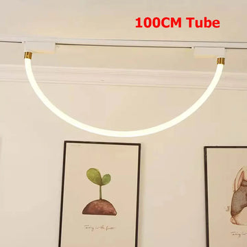 luminaire led rail moderne 24w 100cm blanc nickel brossé interrupteur bouton éclairage salon déco