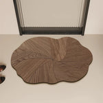 tapis salle bain texture bois rayures concentriques couleur beige brun rustique