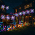 guirlande lumineuse moderne étoiles lumineuses blanc doré multicolore 240 leds fixations oeilletsextérieur decoration noel