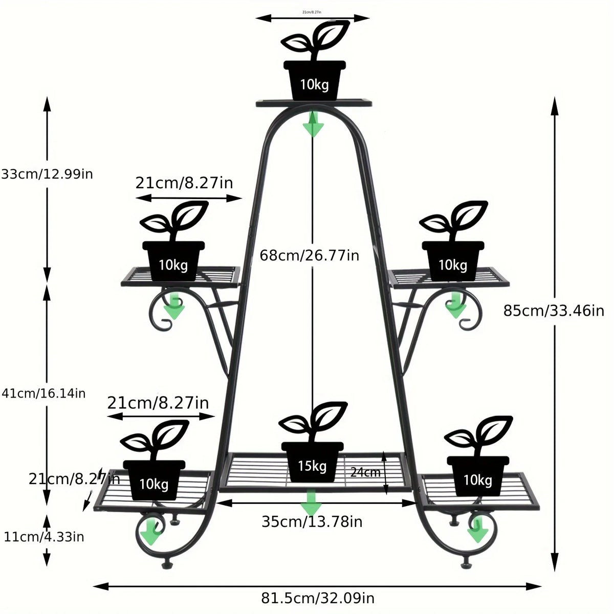 étagère plante métal structure florale courbe élégant pots blancs noirs fixations visuelles