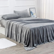 ensemble literie gris velours doux moderne drap housse taies oreiller couverture confort automne hiver