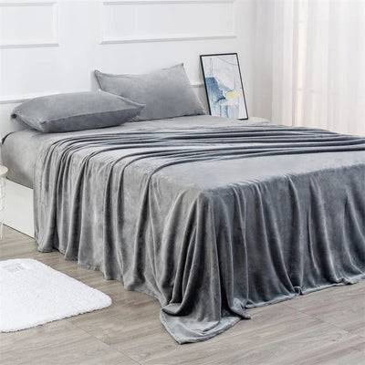 Parure de lit velours pelucheux noir ensemble 4 pièces