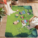 tapis dessin animé personnages anti dérapant polyester imperméable moderne vert clair bleu blanc rose
