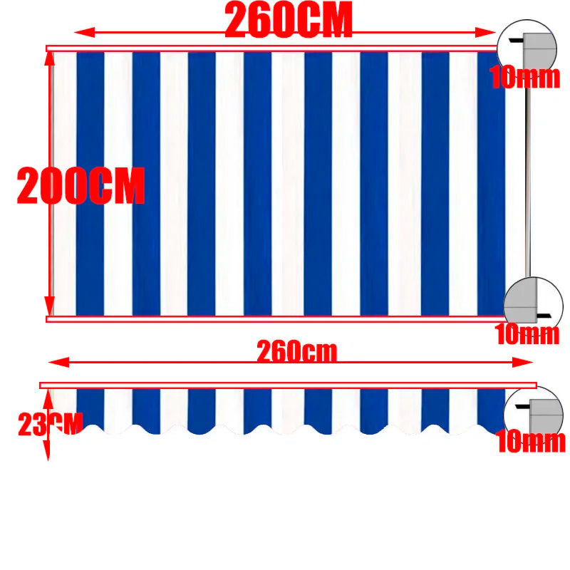 bannière d'étendage rayée moderne imperméable protection balcon jardin bleu marine rouge vert