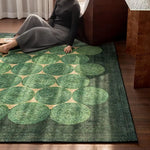 tapis vert moderne salon durable polyester texture douce adhésif circulaire géométrique