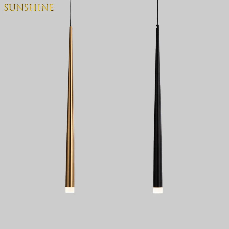 lampe suspendue minimaliste aluminium noir or salon chambre cuisine moderne