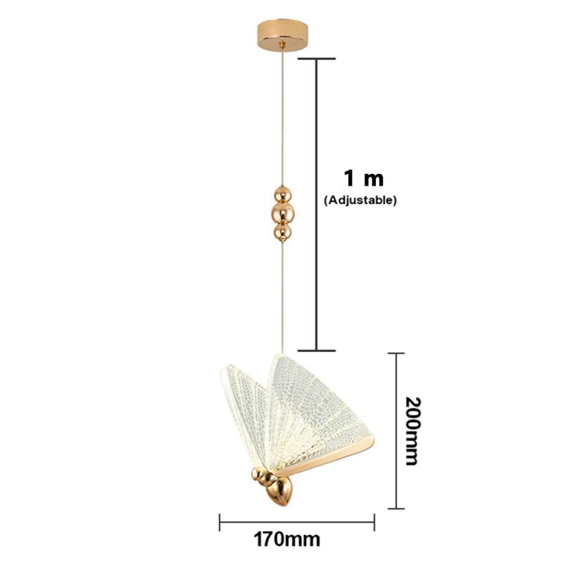 lampe suspendue moderne or blanc papillon filigrane chambre salon