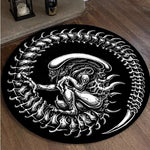 tapis rond chevaux yin yang noir blanc moderne salon chambre décoration polyester