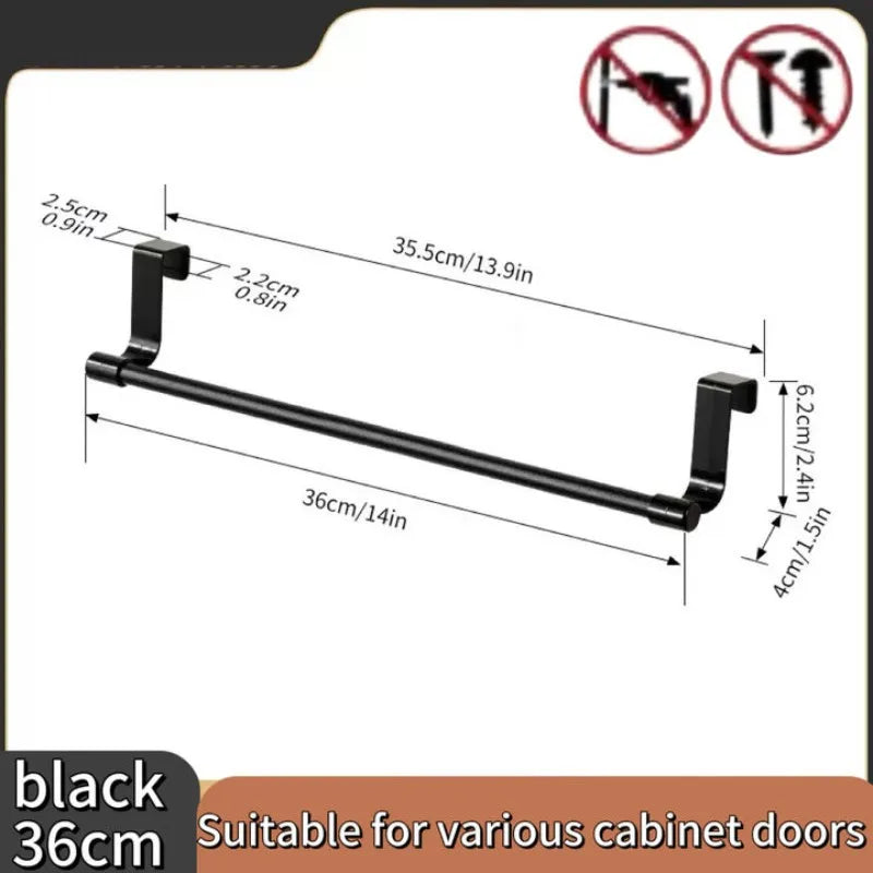 porte serviettes acier inoxydable étagère cuisine noir lisse moderne clips 23cm 36cm