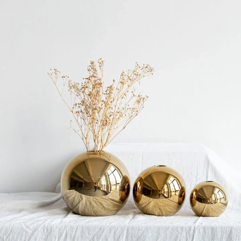 vases décoratifs modernes vases or brillants fleurs artificielles séchées minimaliste