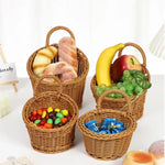 paniers rangement rotin marron tissage traditionnel rustique poignées organisation fruits légumes fleurs
