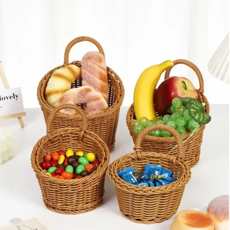 paniers rangement rotin marron tissage traditionnel rustique poignées organisation fruits légumes fleurs