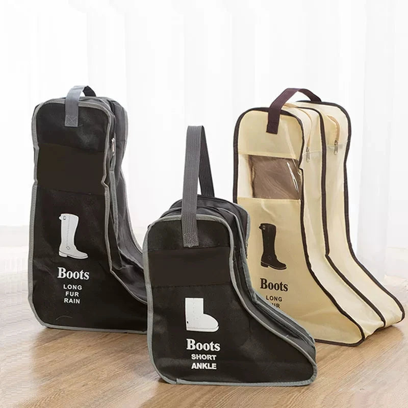 sac rangement chaussures noir beige pratique moderne anti poussière réutilisable poignée amovible fermeture glissière