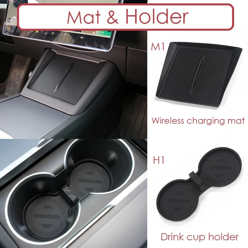 boîtes rangement noir contemporaines tableau bord voiture charge sans fil tasse boîte supérieure intermédiaire