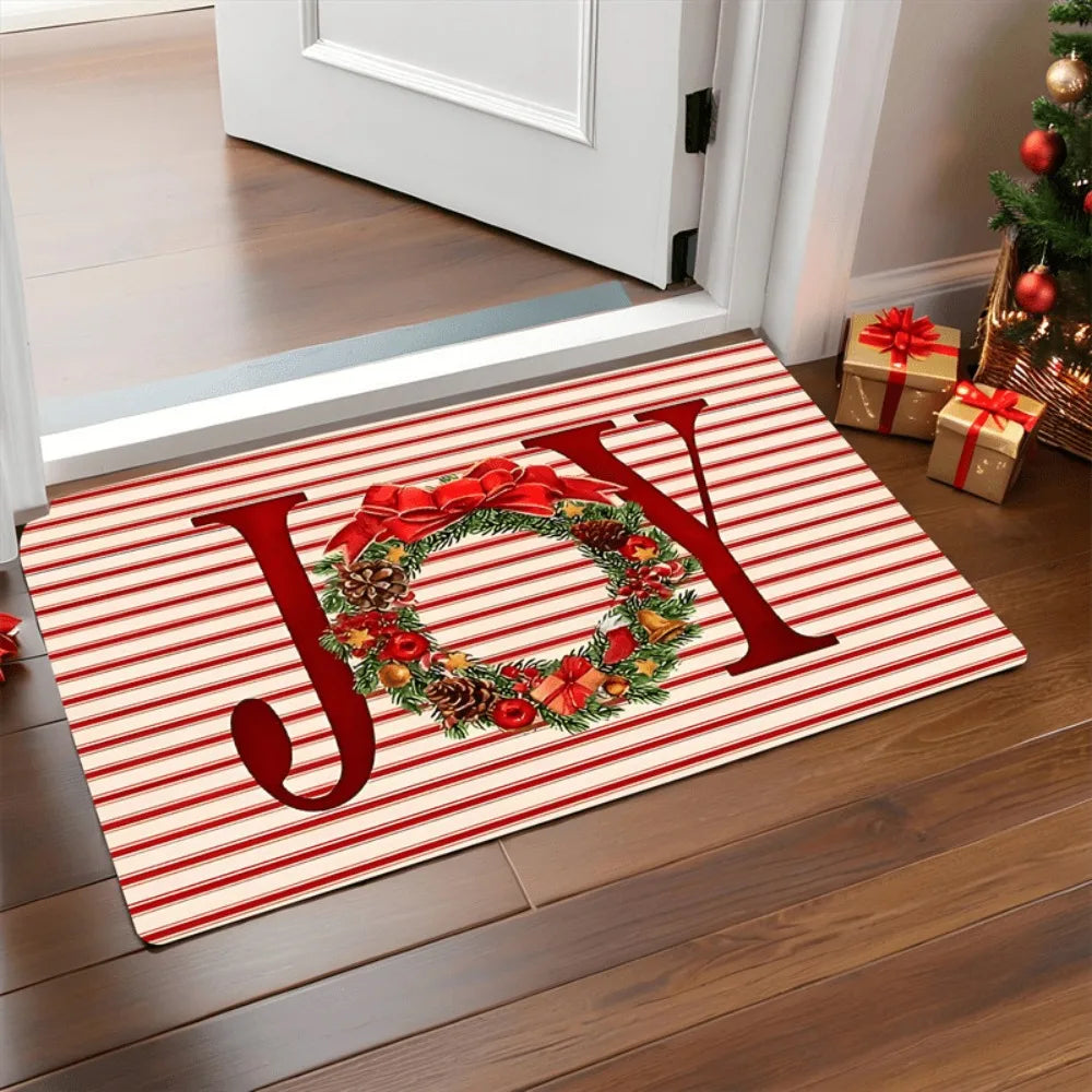 tapis sol noël motifs père noël flocons neige antidérapant polyester moderne salon festive rouge