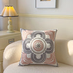 taie d'oreiller carrée fleur motif moderne polyester coton 45x45cm blanc