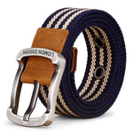 ceinture unisexe toile rayée beige marron décontracté boucle métalliqueOutdoor sports chasse ACCESSOIRES jeans