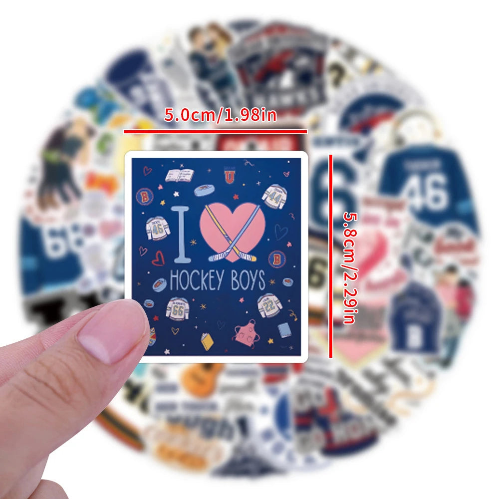 sticker adhésif motifs hockey coeurs citations personnes instruments variés populaire