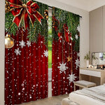 rideau noël classique branches flocons rouge vert opaques chambre salon