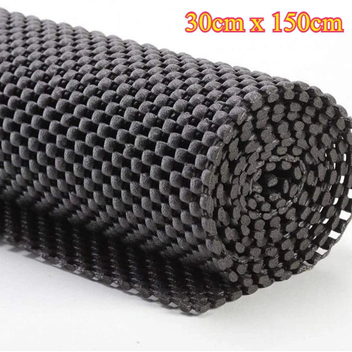 tapis antidérapant noir treillis alvéolaire utilitaire minimaliste 150x100cm cuisine tiroirs comptoirs