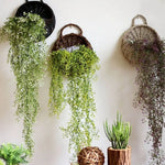 panier suspendu tressé rotin noir beige marron rustique anneau métallique plante artificielleintérieur jardinDecoration