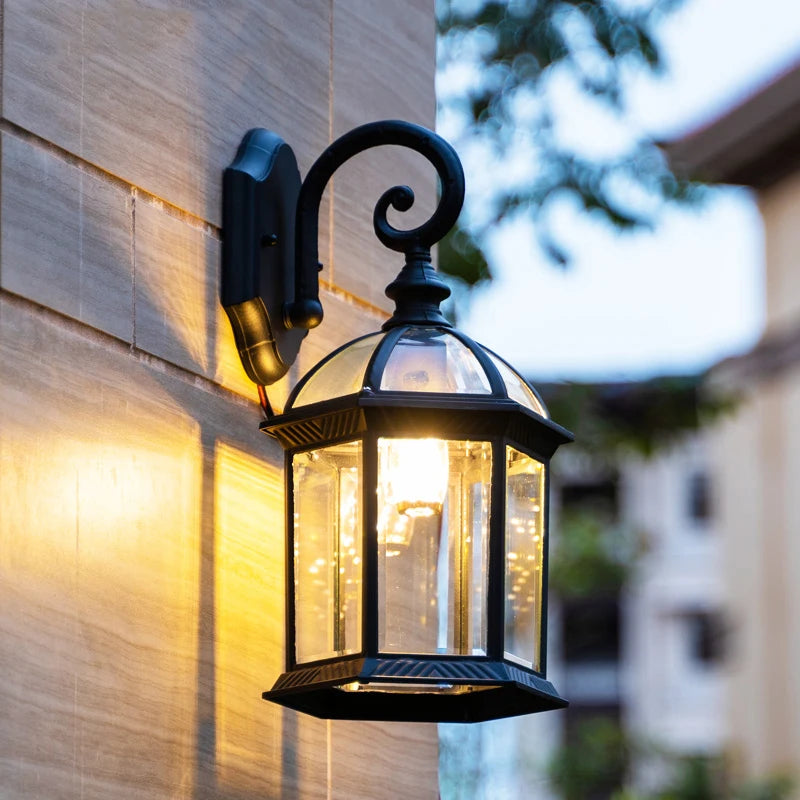 lampe murale classique transparente barreaux métal noir fixe courant alternatifs