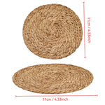 assiettes rustiques tissées lin beige clair artisanal résistant chaleur 7pcs