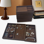 boîte bijoux bois marron moderne rangement colliers bagues boucles d'oreilles pendentifs 21cm 12.3cm 2.5cm