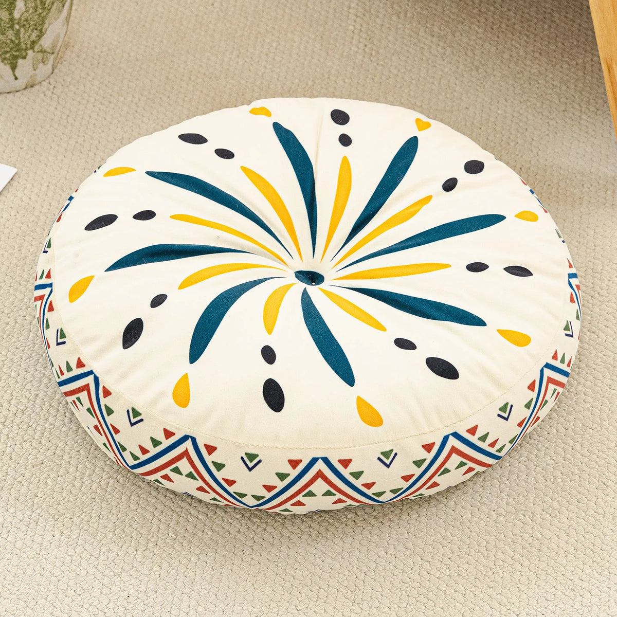 coussin canapé rond antidérapant polyester fleurs motifs géométriques ethnique simple