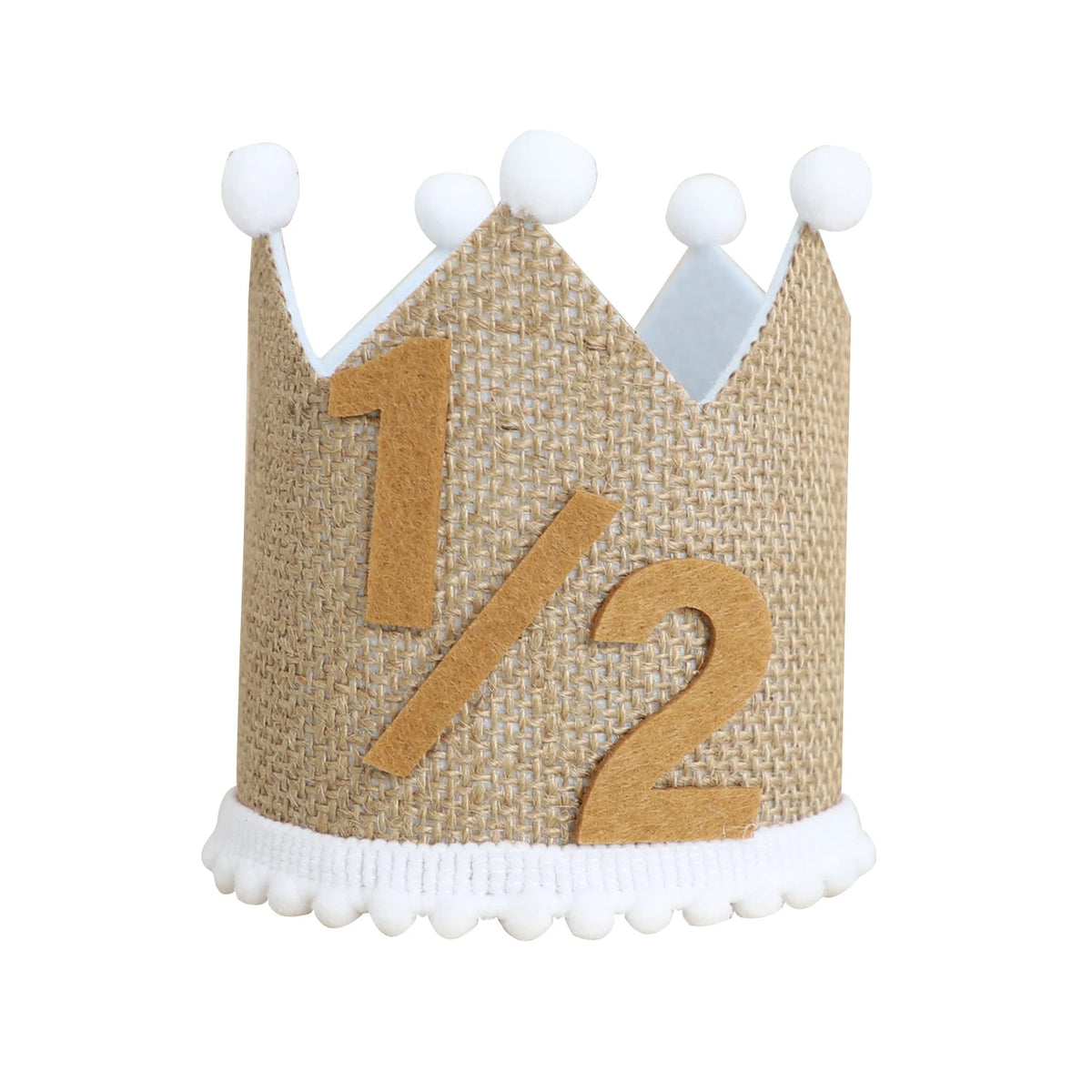 couronne décorative marron blanc bleu rose pompons chiffres anniversaire enfant photo rustic